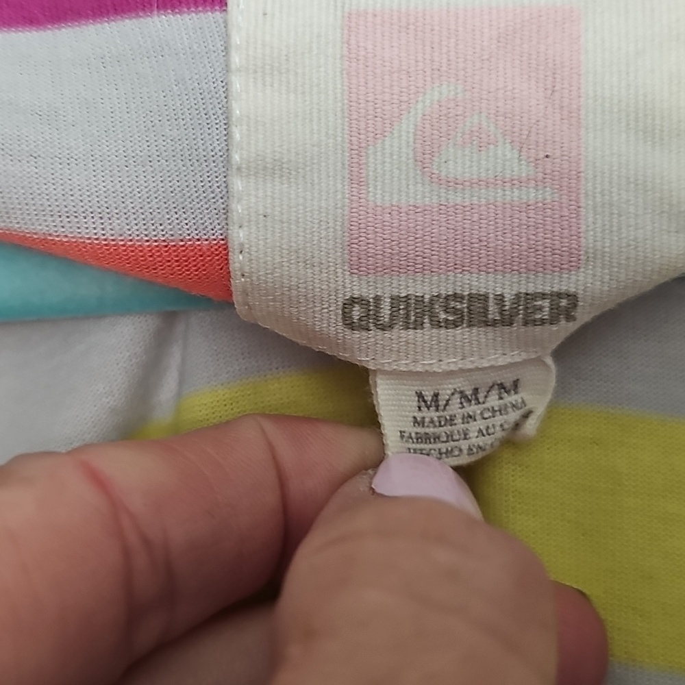 Quiksilver Colorful Striped V-Neck Women's Top - Picture 3 of 4